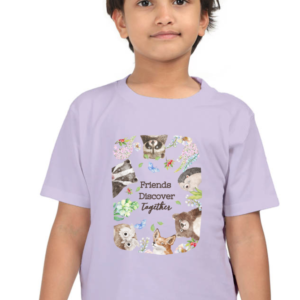 Friends Discover Together Boys T-Shirt - Light Edition | Cute Woodland Animal Print | Adventure & Nature Tee