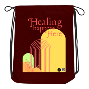 Drawstring Bag – "Healing Happens Here" Geometric Minimalist Design
