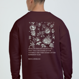 Oversized Sweatshirt (S-XXL) – "Strength in Courage" Inspirational Floral Design