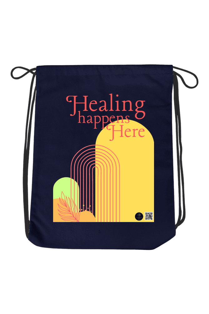 Drawstring Bag – "Healing Happens Here" Geometric Minimalist Design - Image 2