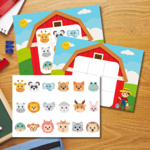 Animal Pattern Matching Game Cards - 24 Printable Animal Image Cards for Kids - Fun Sorting and Matching Activity for Children - Digital Download