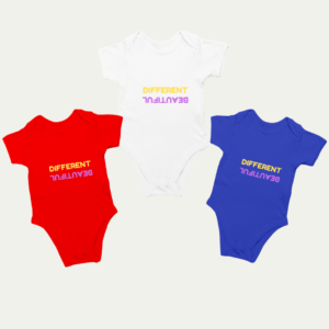 Different is Beautiful Baby Onesie | Reversible Typography Design | Gender-Neutral Baby Bodysuit
