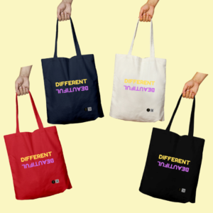 Different is Beautiful Tote Bag | Reversible Typography Design | Inspirational Everyday Tote