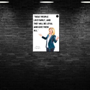 Arianna Huffington Inspirational Quote Wall Art | Digital Download | “Treat People Like Family” | 42 x 59.4cm Motivational Business Decor