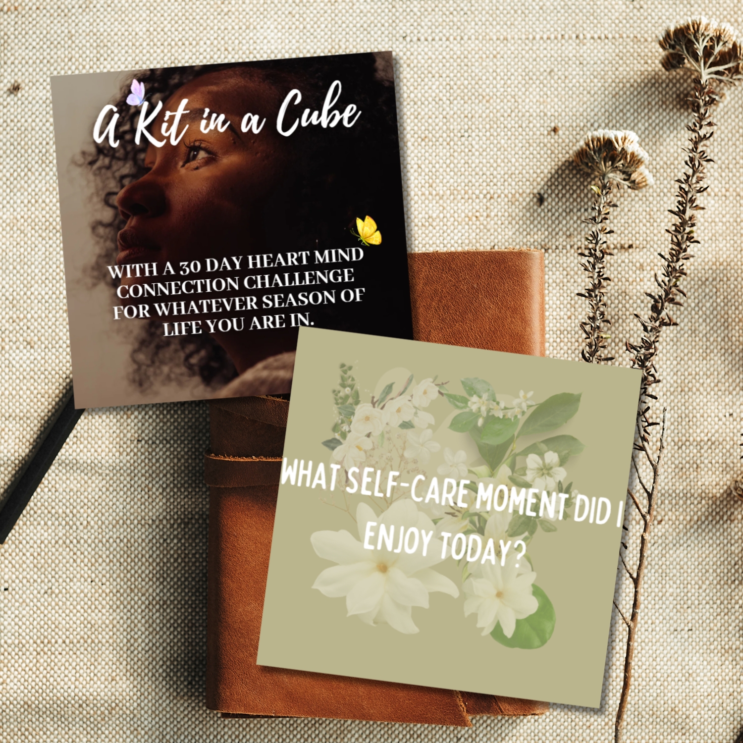 Pregnant Moms Reflection Kit – A Kit in A Cube (30-Day Self-Care & Mindfulness Cards, Digital Download, 5x5 inch Cards)