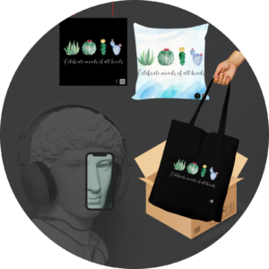 Quantum Bundle - 10x10 Inch Poster, Cushion Cover, Tote | Celebrate Minds of All Kinds