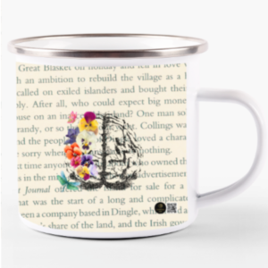White Enamel Mug – "Blooming Mind" Brain & Flowers Artistic Design