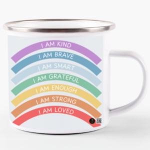 11oz White Enamel Mug – "Kids Corner for Wellness" Affirmation Design