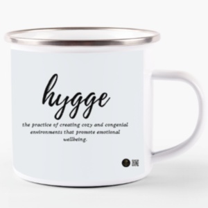 11oz White Enamel Mug – "The Art of Cozy Living" Hygge Definition