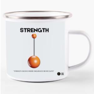 White Enamel Mug – "Resilient by Choice" Strength & Endurance Motivational Design