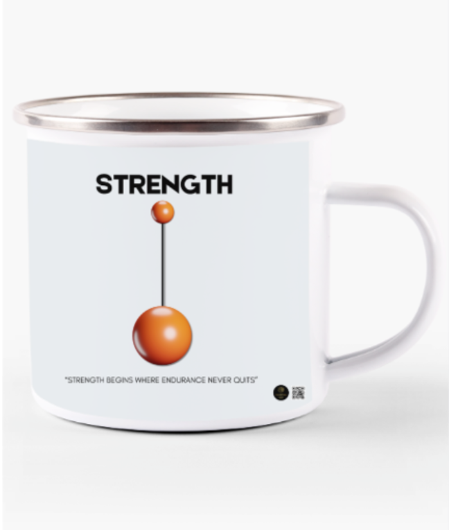 White Enamel Mug – "Resilient by Choice" Strength & Endurance Motivational Design