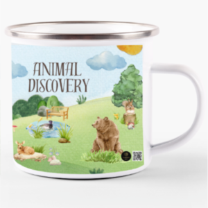 Animal Discovery White Enamel Milk Mug – Adorable Wildlife-Themed Mug for Kids