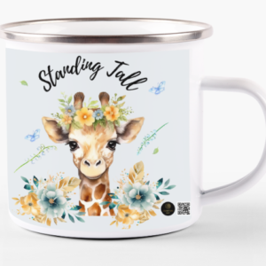 Standing Tall - Enamel Mug with Adorable Giraffe Design