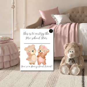 Beary Good Friend Award – Printable Preschool Certificate | Cute Bear Friendship Reward