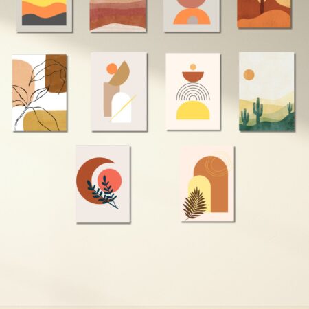 Set of 10 Boho Wall Art Prints | Abstract Minimalist Aesthetic | Terracotta Desert Prints | Digital Download for Home & Office Deco