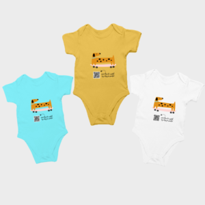 Doggy Goes Scootin’ - QR Coded Baby Onesie - Light Colours