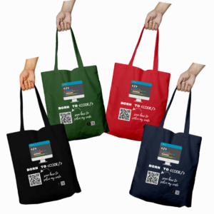 Born to Code - Dark Edition Tote Bag– Interactive QR Code for Future Coders!