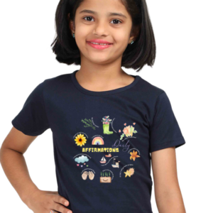 Daily Affirmations Girls’ T-Shirt – Positive Quotes & Mindfulness Tee | Soft Dark Cotton Shirt | Self-Love & Confidence for Kids