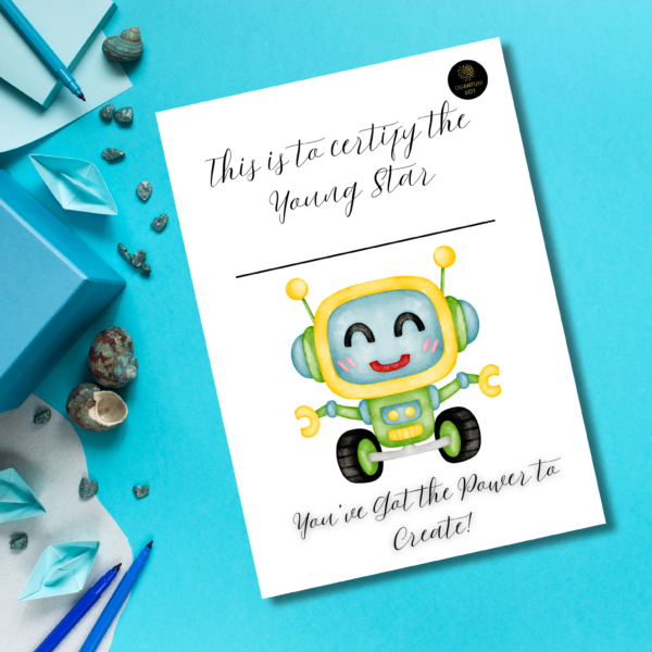 Young Star Robot Certificate - You’ve Got the Power to Create
