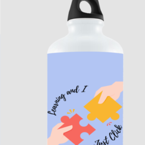 “Learning and I Just Click” Sipper Water Bottle – Motivational Puzzle Design for Kids & Students – BPA-Free, Leakproof, Lightweight