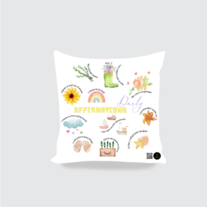 Daily Affirmations Cushion Cover 16x16 – White Throw Pillow Case with Motivational Quotes for Kids & Adults | Positive Thinking Home Décor