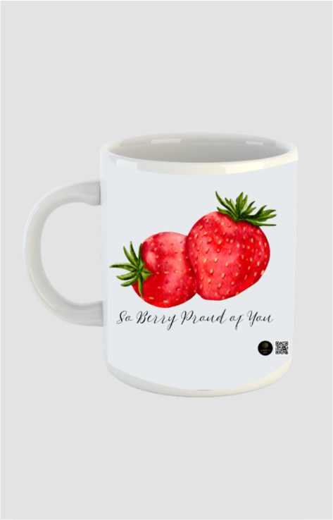 “Berry Proud” White Ceramic Mug – Cute Strawberry Design with Motivational Quote – Coffee & Tea Cup for Students, Teachers, Parents & Everyday Encouragement