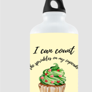 “I Can Count” Sipper Water Bottle – Cute Cupcake Design with Counting Quote – BPA-Free Bottle for Kids, Preschoolers, Teachers & Everyday Use