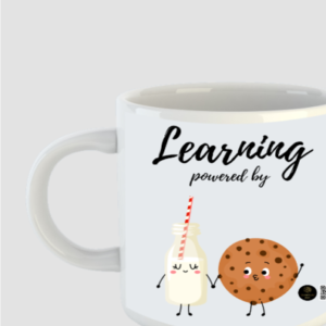 “Brain Fuel” White Ceramic Mug – Cute Milk & Cookie Design – Motivational Coffee Mug for Teachers, Students, Parents & Learning Lovers