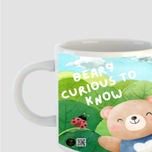 “Beary Curious to Know” Coffee Mug – Cute Bear & Ladybird Design – 325ml Ceramic Mug for Teachers, Parents, Students & Learning Enthusiasts