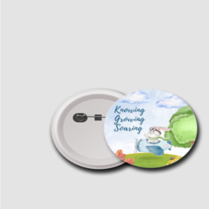 “Knowing, Growing, Soaring” Badge – Bunny in Plane Design – Motivational Pin for Kids, Students, Teachers & Classroom Rewards