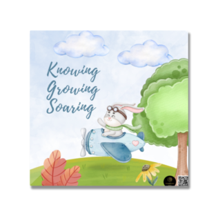 “Knowing, Growing, Soaring” Fridge Magnet – Bunny in Plane Design – Inspirational Magnet for Kids, Classrooms, Teachers & Study Spaces