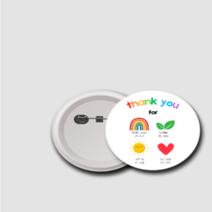 “Grateful Heart” Badge – Cute Thank You Design with Rainbow, Sun, Leaf & Heart – Appreciation Pin for Teachers, Mentors, Parents & Caregivers