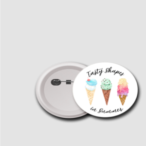 “Tasty Shapes” Motivational Badge – Cute Ice Cream Cone Design – Fun Reward Pin for Kids, Students, Teachers & Summer Learning Celebrations