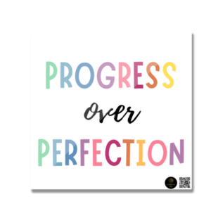 “Progress Over Perfection” Fridge Magnet – Bold Motivational Quote Design – Colourful Magnet for Classrooms, Study Spaces, Lockers & Home Offices