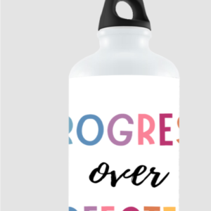 “Progress Over Perfection” Sipper Bottle – Motivational Quote Design – BPA-Free 600ml Water Bottle for Students, Teachers, Gym, and Everyday Inspiration