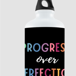 “Progress Over Perfection” Sipper Bottle – Motivational Quote Design – BPA-Free 600ml Water Bottle for Students, Teachers, Gym, and Everyday Inspiration
