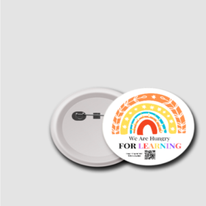 “Hungry for Learning” Badge – Motivational Rainbow Design – Pin-Back Button Badge for Kids, Students, Teachers & Educational Reward Kits