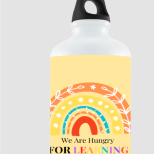 “Hungry for Learning” Sipper Bottle – Motivational Rainbow Design – BPA-Free Water Bottle for Kids, Students, Teachers & Learning Enthusiasts