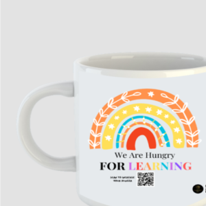 “Hungry for Learning” Coffee Mug – Motivational Rainbow Design – Black Ceramic Mug for Teachers, Students, Book Lovers & Curious Minds