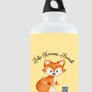 “Fifi Knows French” Sipper Bottle – Cute Fox Design with Language Learning Quote – BPA-Free Water Bottle for Kids, French Students & Classroom Gifts