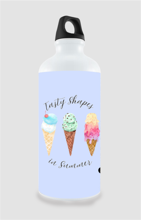 “Tasty Shapes” Purple Color Sipper Bottle – Colourful Ice Cream Design – BPA-Free Water Bottle for Kids, Students, Summer Gifts & Fun Learning Adventures