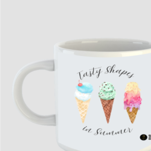 “Tasty Shapes” White Coffee Mug – Colourful Ice Cream Design – Fun Ceramic Mug for Students, Teachers, Summer Gifts & Learning Spaces