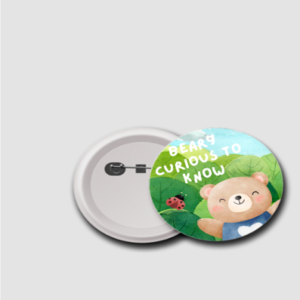Beary Curious to Know – Cute Bear and Ladybug 44mm Badge – Motivational Button Badge for Kids, Students, and Teachers