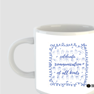 Hands Speak Too White Coffee Mug – Sign Language Awareness Design – 325ml Ceramic Mug for Teachers, Students & Everyday Encouragement