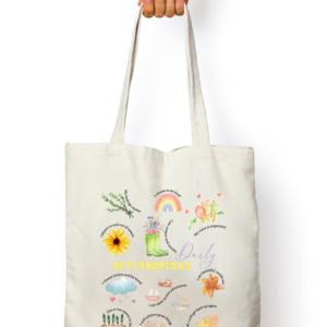 Daily Affirmations White Canvas Tote Bag | Eco-Friendly, Reusable Shoulder Bag with Inspirational Quotes