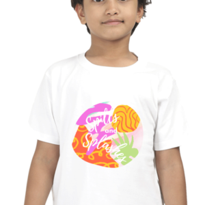 “Spills and Splashes” Boys’ T-Shirt – Bold Abstract Colour Design – Soft Cotton Motivational Tee for School, Art Class & Creative Kids