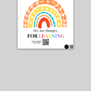 “Hungry for Learning” Motivational Poster – Bright Rainbow Design – Unframed Wall Art for Classrooms, Kids’ Rooms, Libraries & Learning Corners