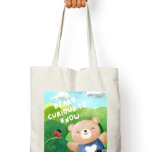“Beary Curious to Know” Tote Bag – Cute Bear & Ladybird Design – Reusable Cotton Canvas Bag for Kids, Students, Teachers & Learning Enthusiasts