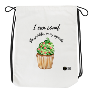 I Can Count Drawstring Bag – Cute Cupcake Design – Lightweight School Gym Bag – Motivational Learning Gift for Kids and Students