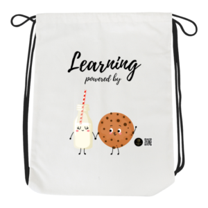 Brain Fuel Drawstring Bag – Milk and Cookie Motivational Design – Lightweight School Gym Bag for Students, Kids & Teachers